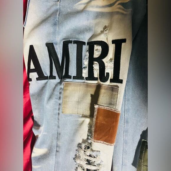 2 Item Bundle - Nike Bomber Jacket XL - Amiri Patchwork Jeans Sz 38 - Blue Grey - Picture 14 of 14